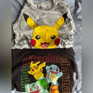 LOT OF 2 Youth Kids Pokemon Shirts Short Sleeve M & XL NWOT Pikachu Charmander